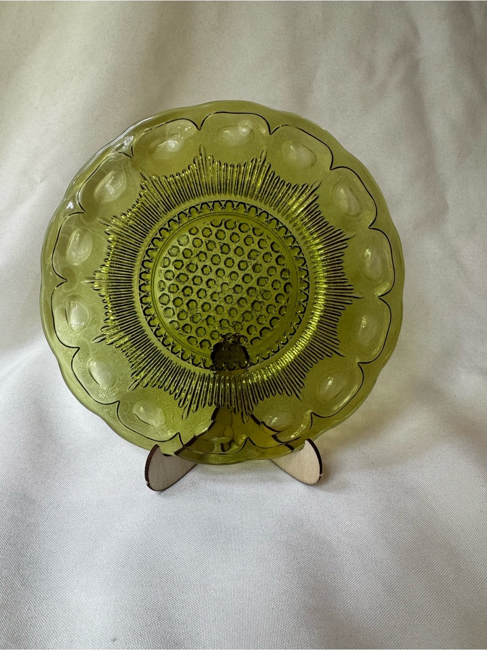 Avocado Green Federal Glass Bread Plate